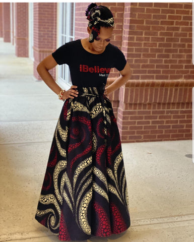 IBelieve (red rhinestones) Bling Tee