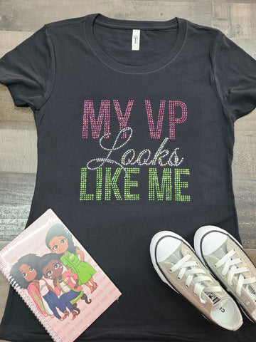 Black MY VP (pink/green) Bling Tee