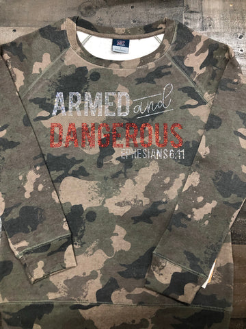 Armed & Dangerous Beautiful Camo Bling Sweater- New (Winter)