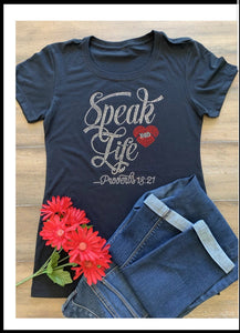 Speak Life Bling Tee (Black)