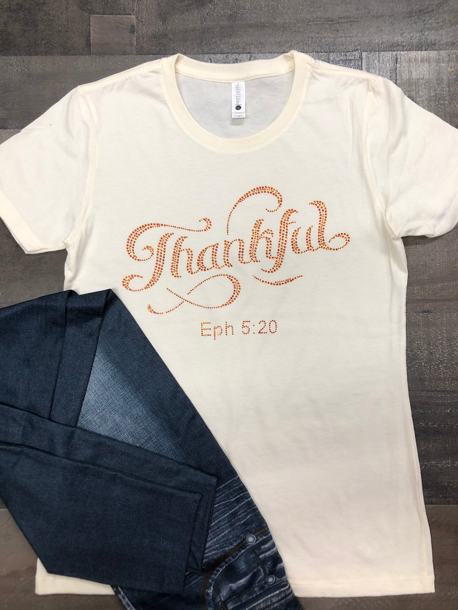 Thankful Bling Tee (Cream)