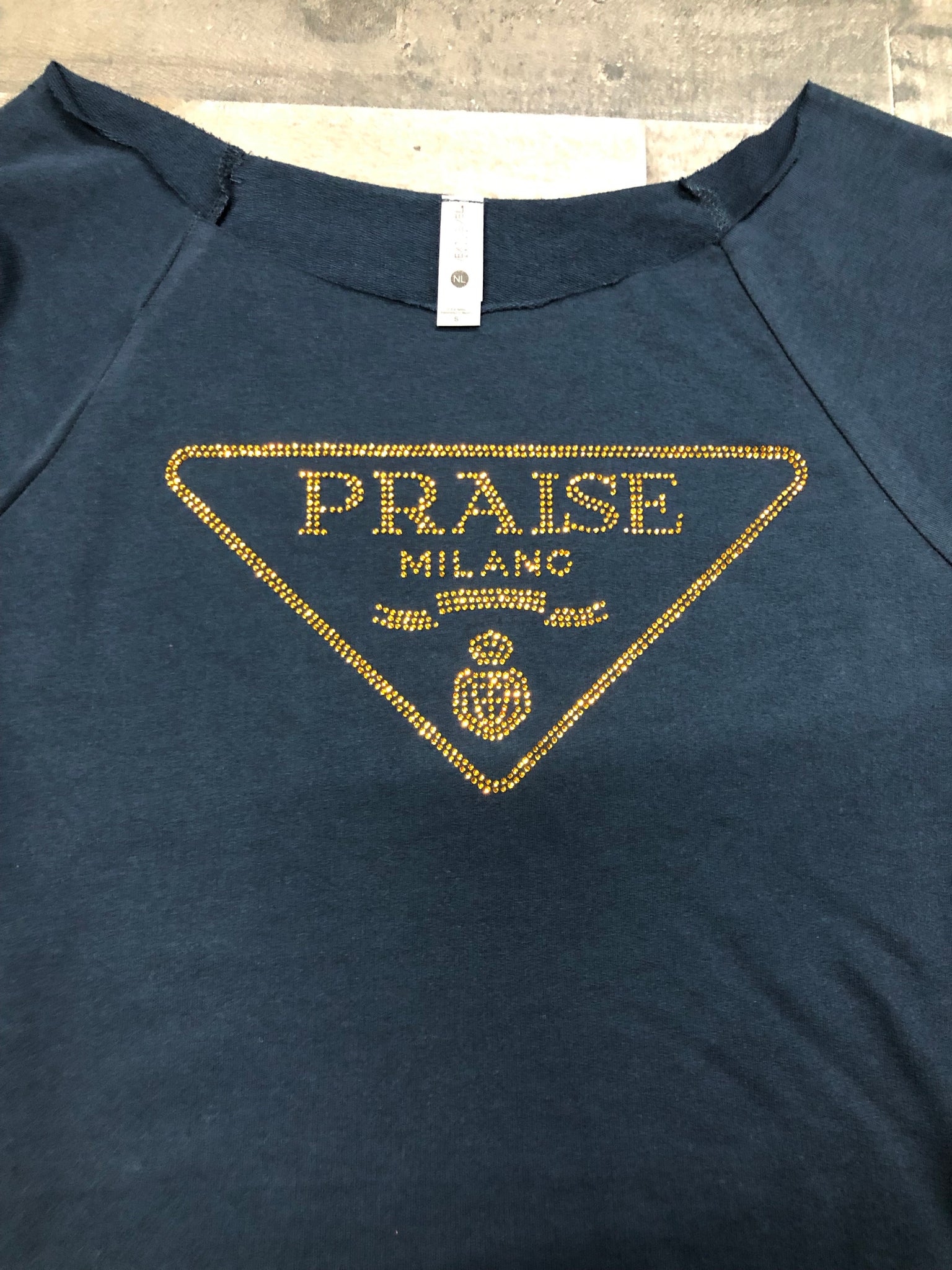 “Praise” Beautiful Navy Bling Raglan (Winter)